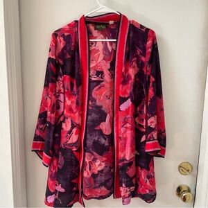 Bob Mackie Wearable Art Open Front Kimono Topper Multicolor Size M